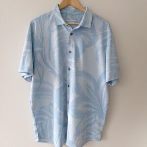 Tommy Bahama IslandZone Performance Blue Floral Short Sleeve Button Up Aqua Ice